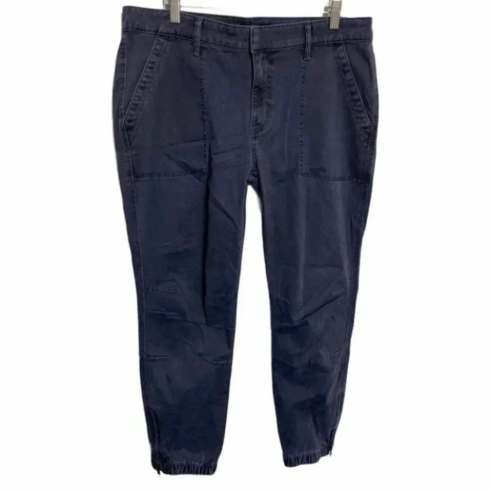 Express Jogger Pants Size 8 Navy Blue Utility Cargo Ankle Zip Stretch